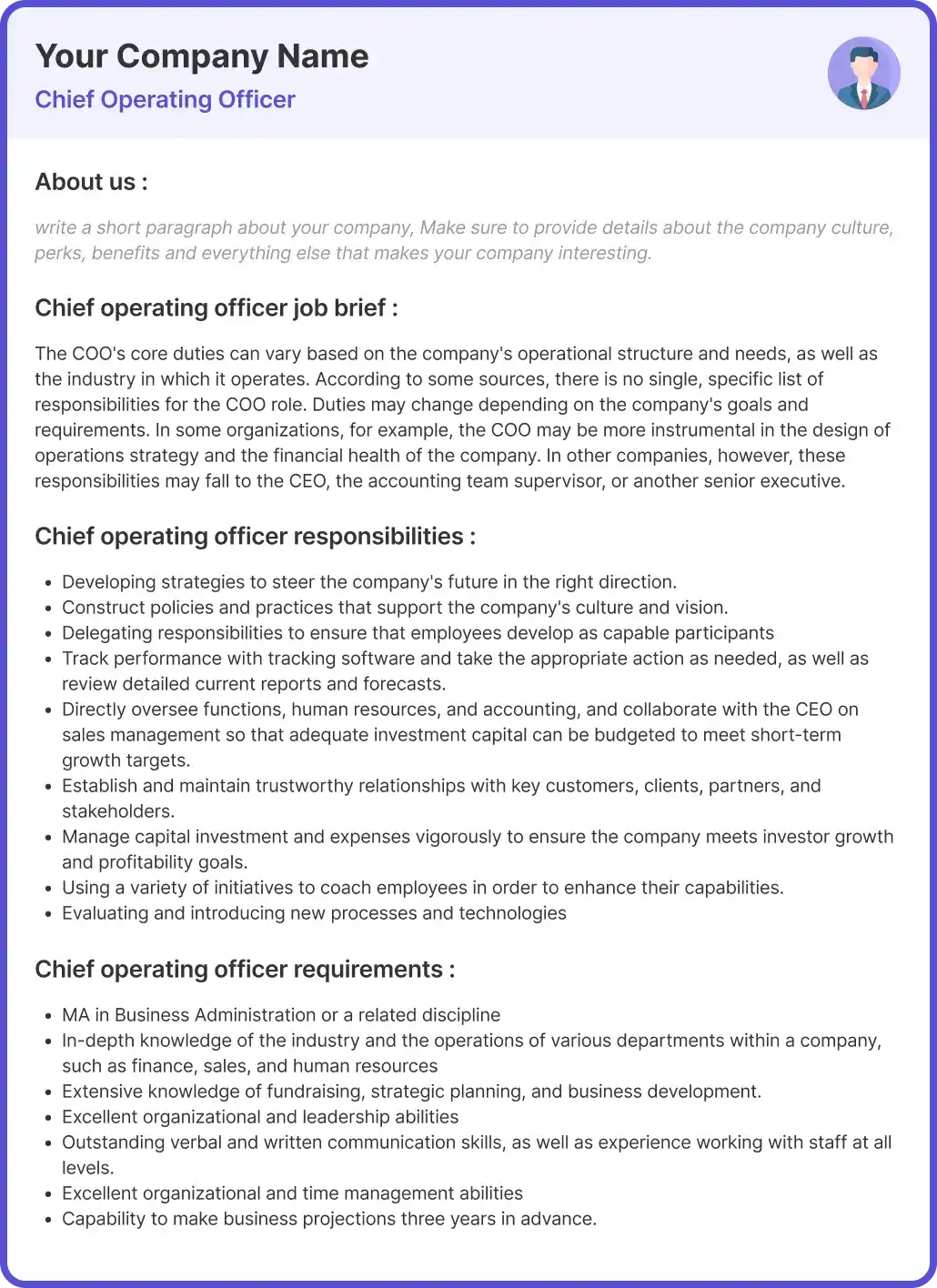 chief operating officer jobs