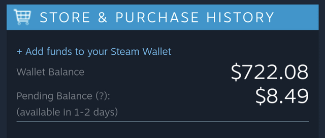 steam pending money