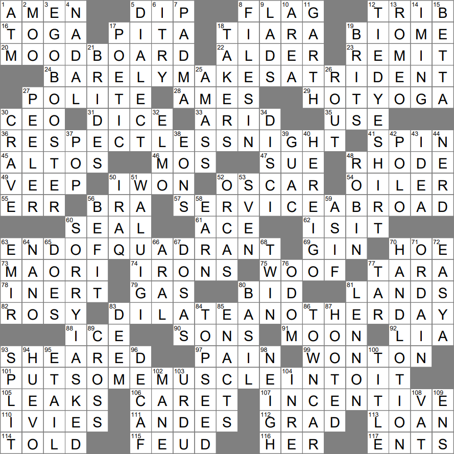 big finish crossword clue