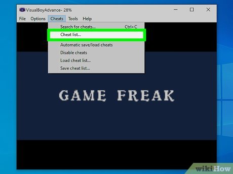 how to use cheats in visual boy advance