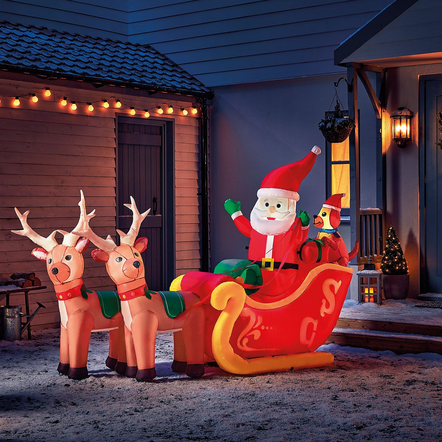 inflatable sleigh and reindeer