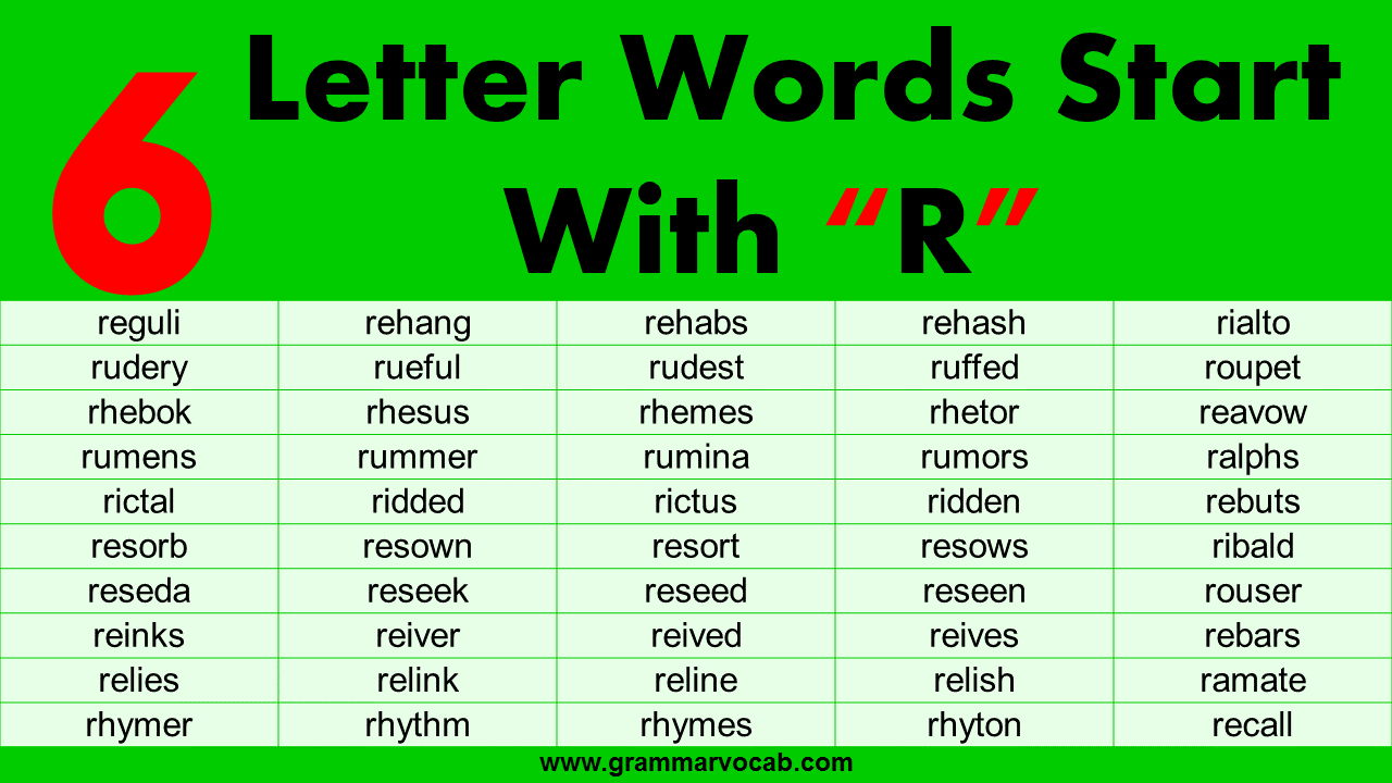 6 letter words starting with r e