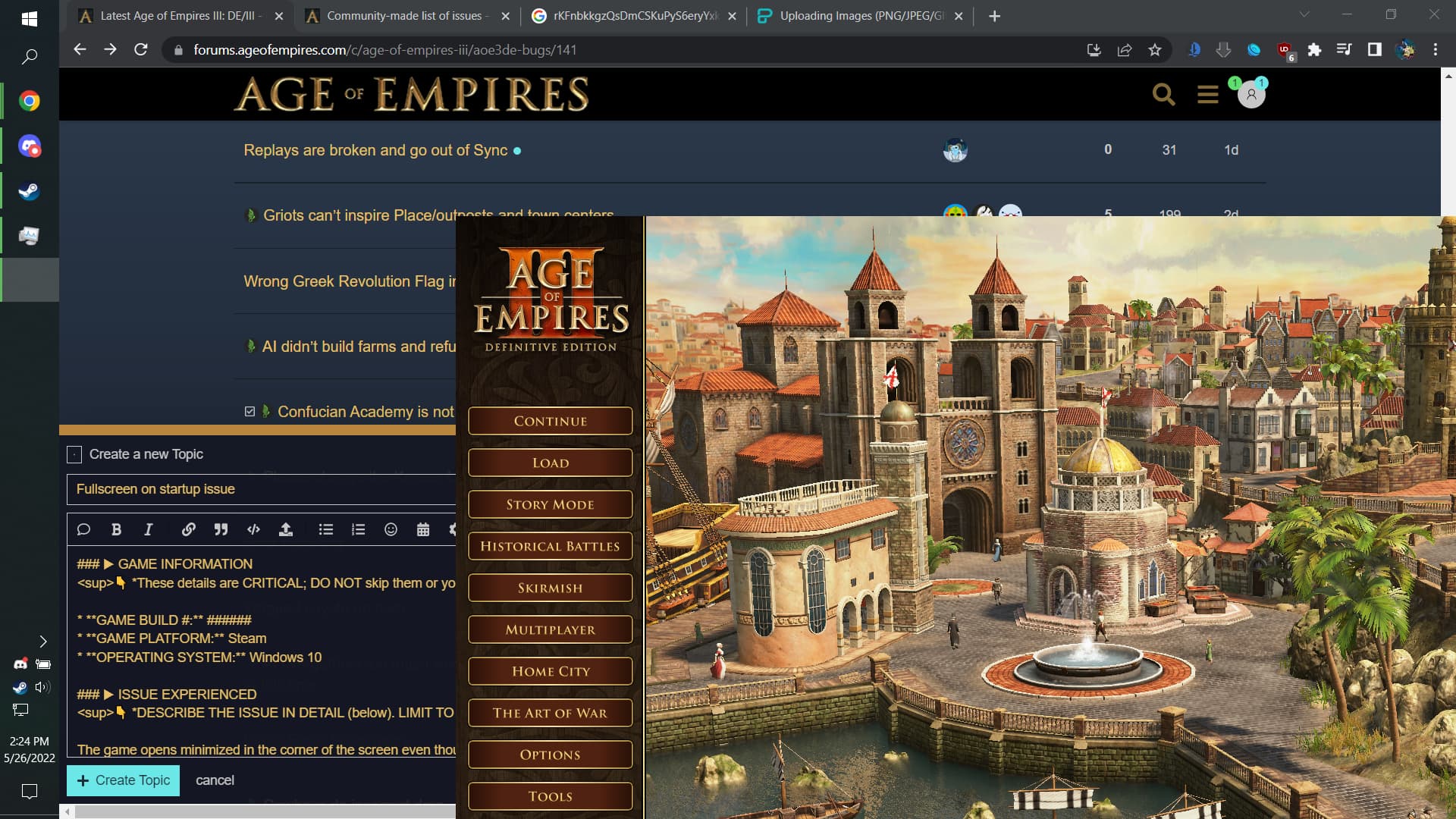 age of empires 3 full screen windows 10