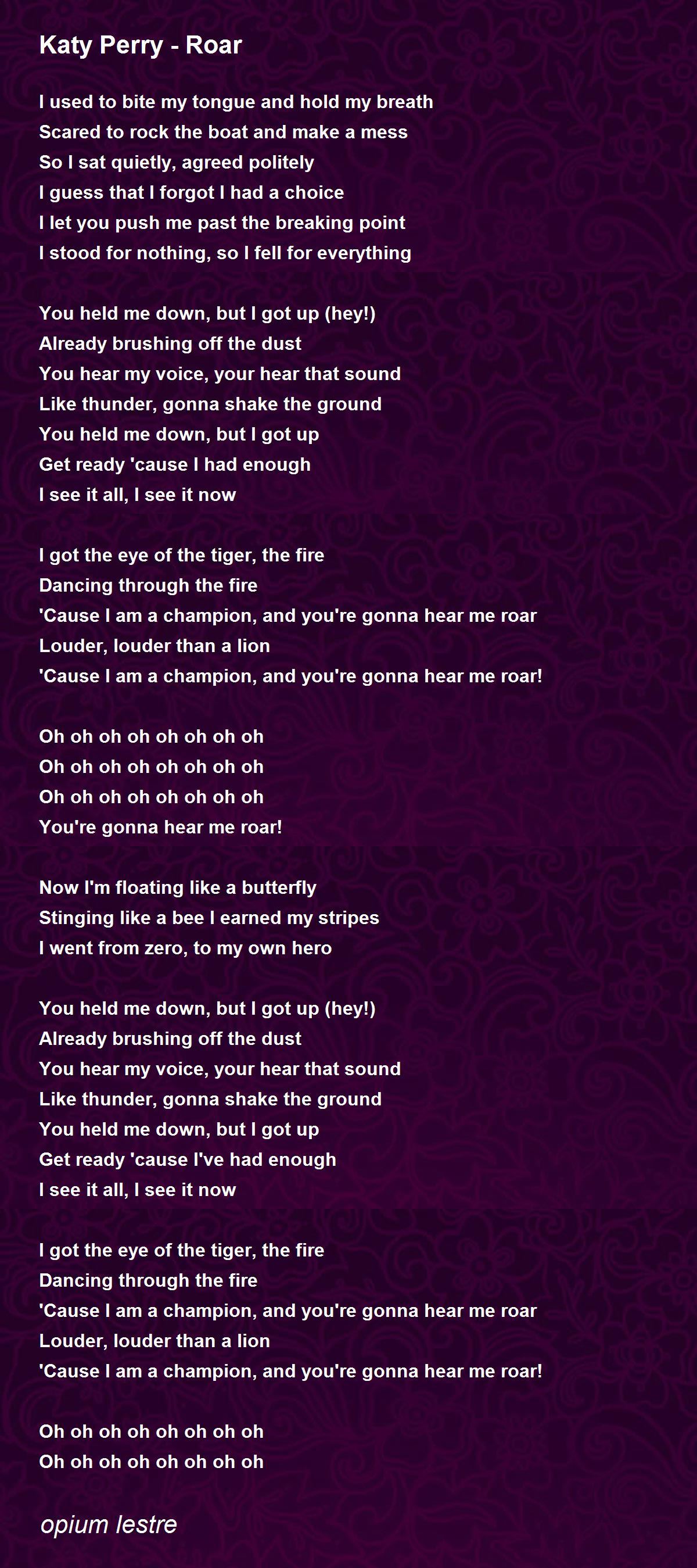 lyrics to roar katy perry
