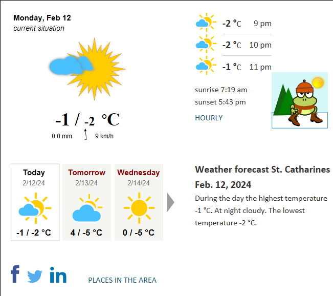 weather forecast for st catharines ontario