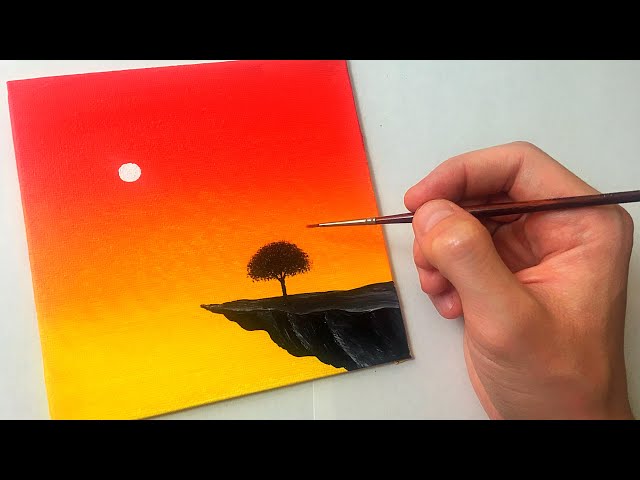 easy sunset painting tutorial