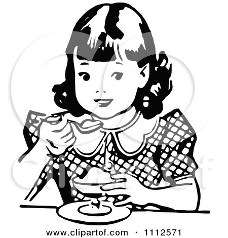 eating clipart black and white