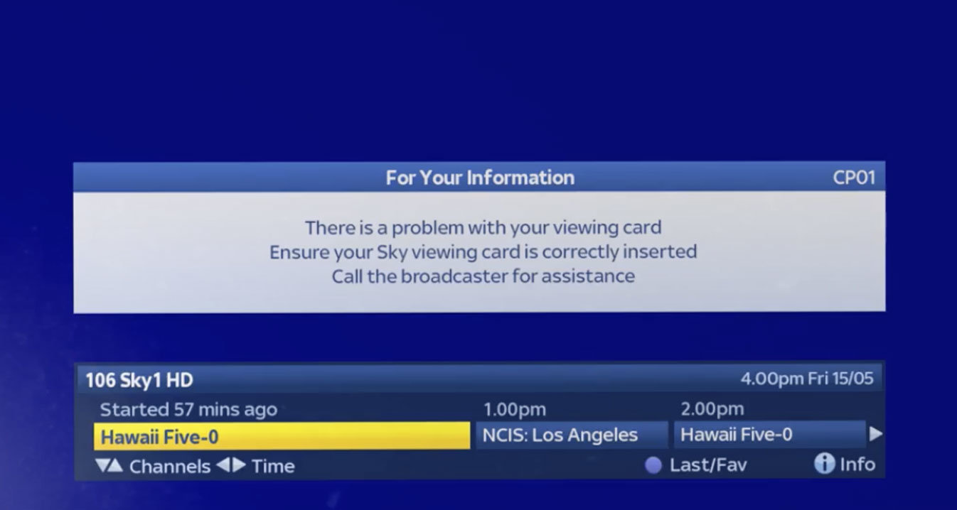 sky q viewing card problems