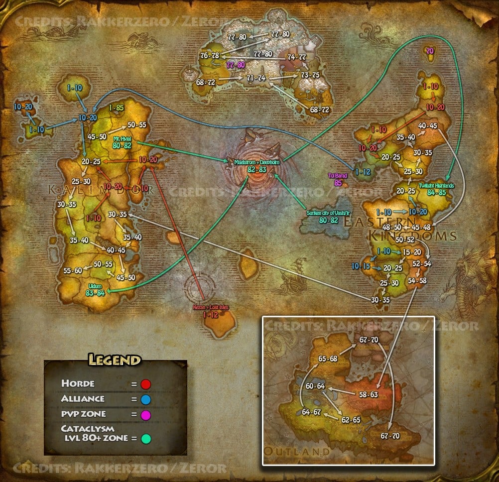 wotlk zones by lvl