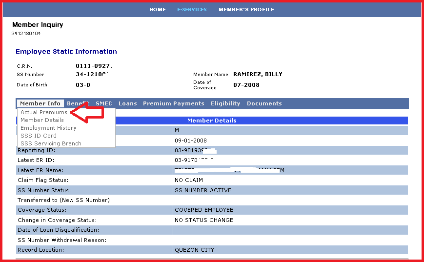 how to get sss actual premium print out
