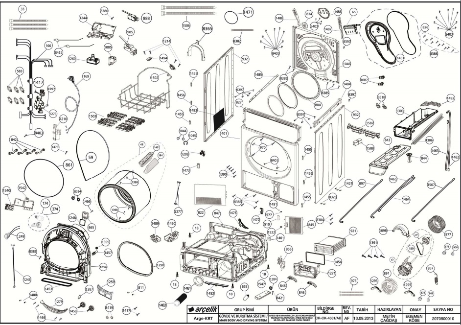 beko dryer parts