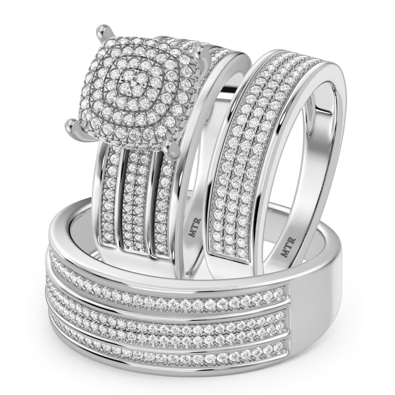 white gold trio wedding ring sets