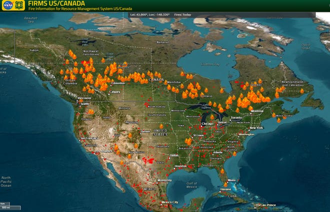 satellite images of wildfires in canada