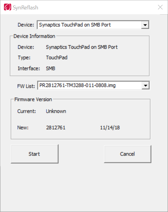 synaptics touchpad firmware