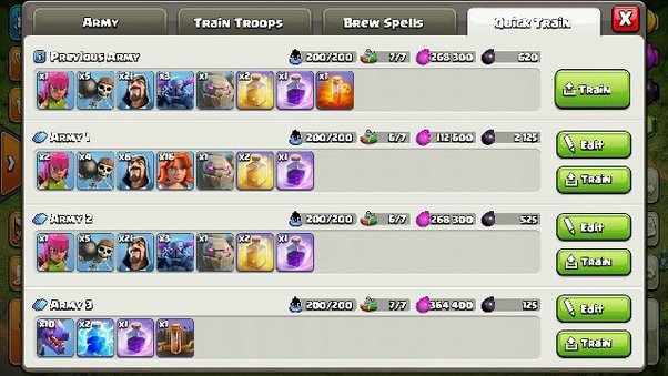 clash of clans best army
