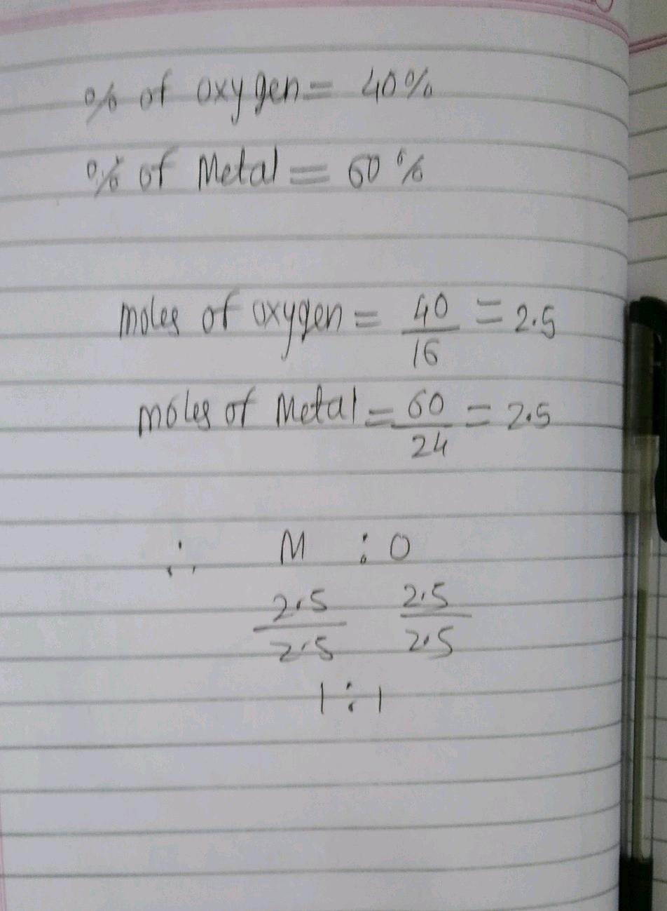 a metal oxide mo contains 40