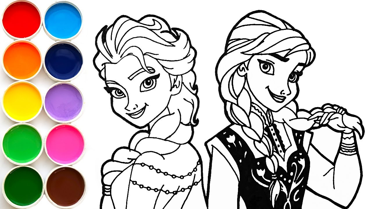 dibujos elsa y anna para colorear