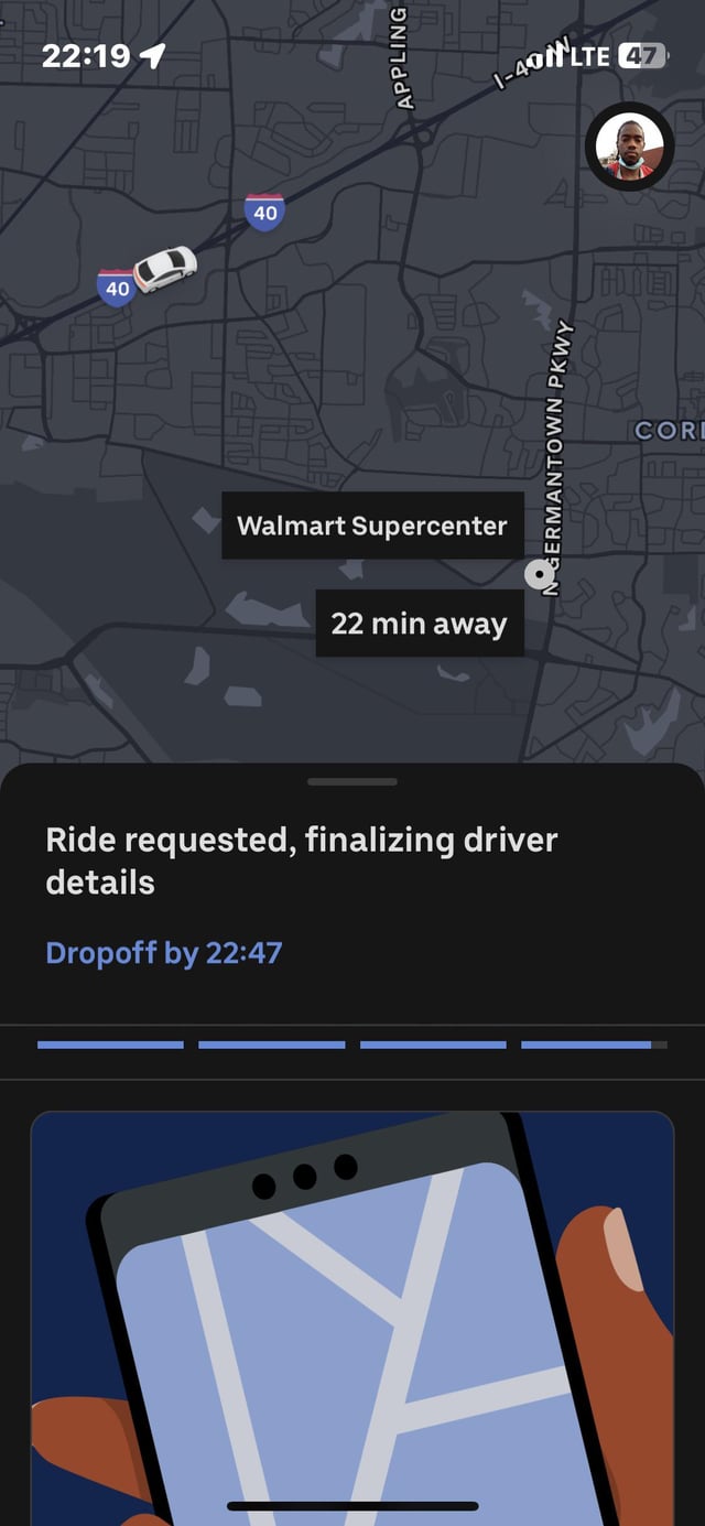 ride requested finalizing driver details