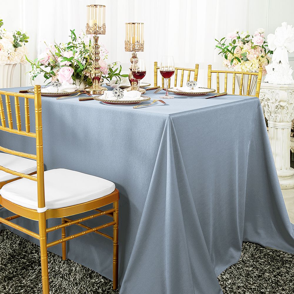 dusty blue table linens