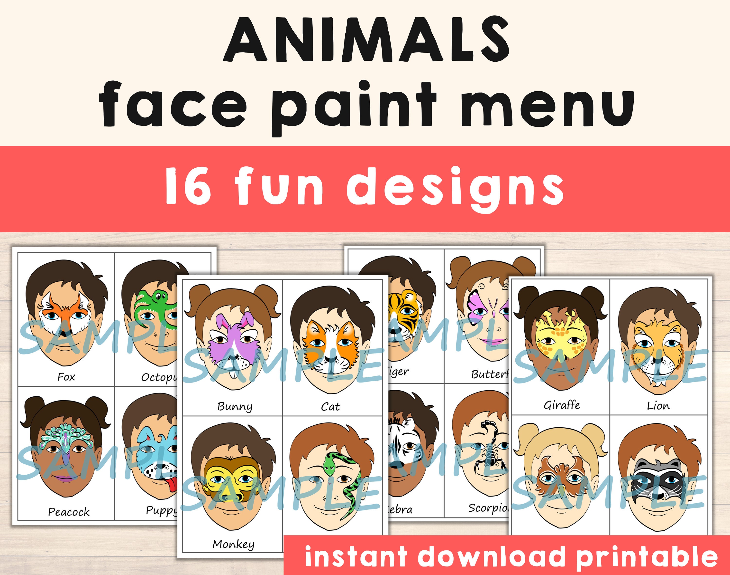 simple face painting designs printable