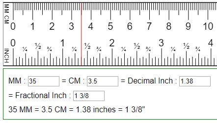 3.2 cm to inches