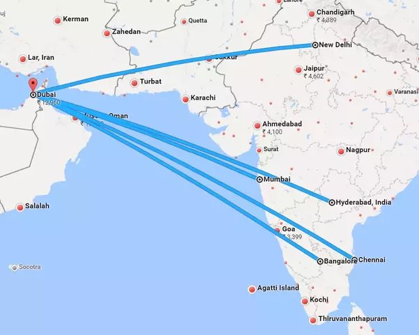 how many hours from india to dubai by flight