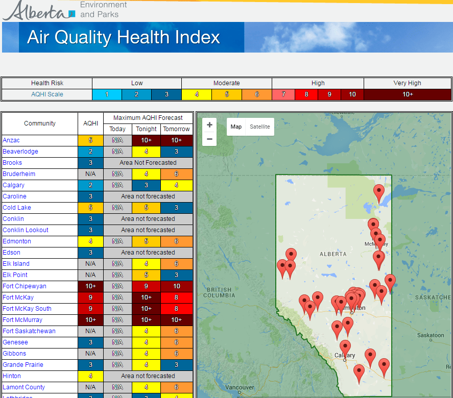 air quality index fort mcmurray