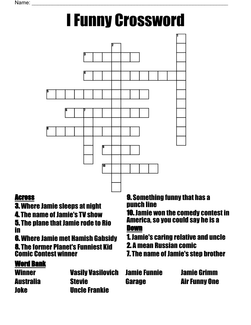 comical crossword clue