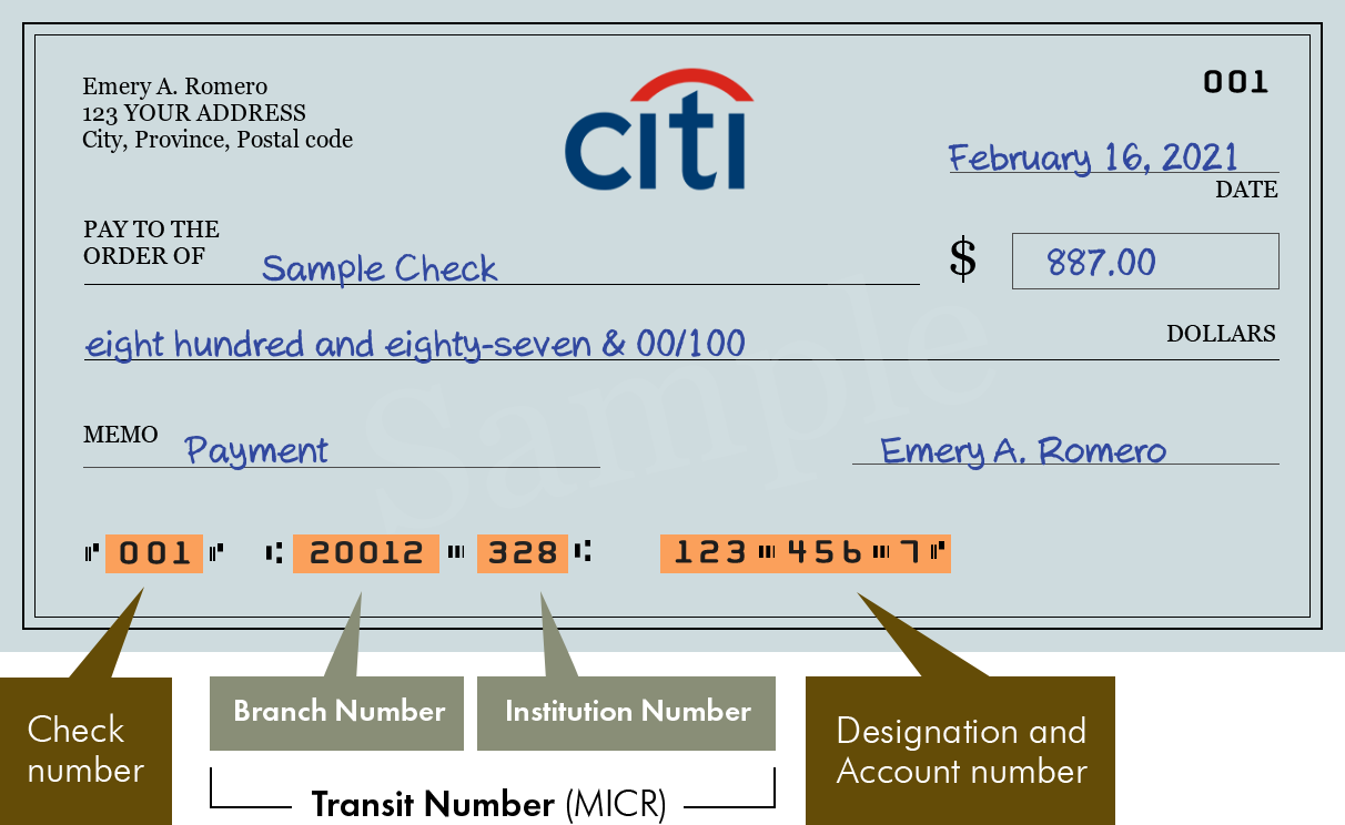 citibank transit number