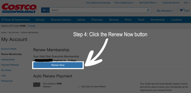 renew costco card online