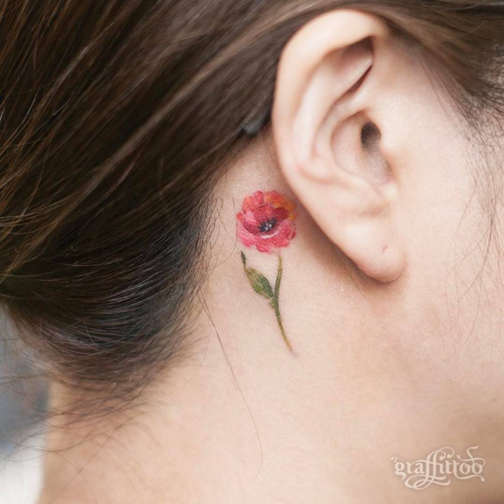 tiny poppy tattoo