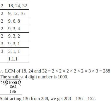 smallest 4 digit number divisible by 18 24 32