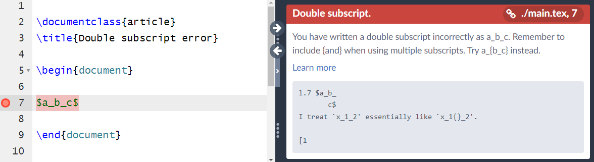 overleaf subscript