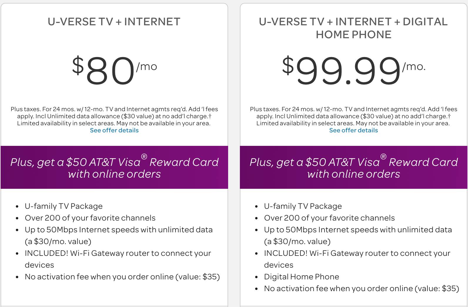 att uverse packages