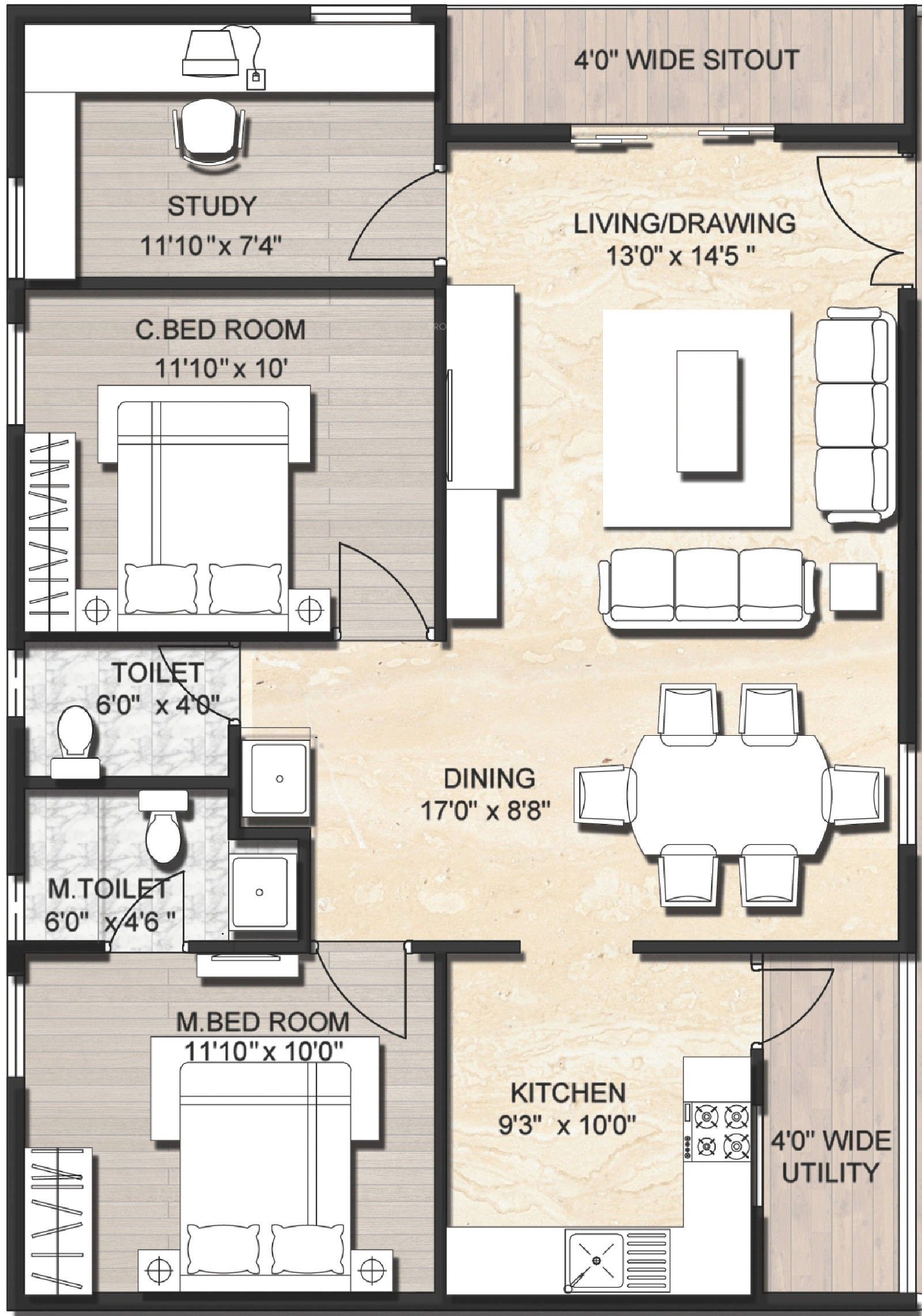 1300 sq ft house plans 3 bedroom indian style