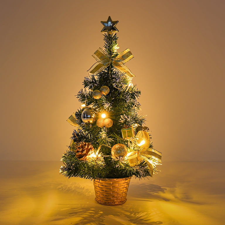 small lighted christmas trees