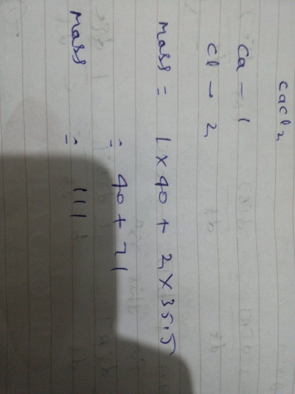 calculate the formula unit mass of cacl2