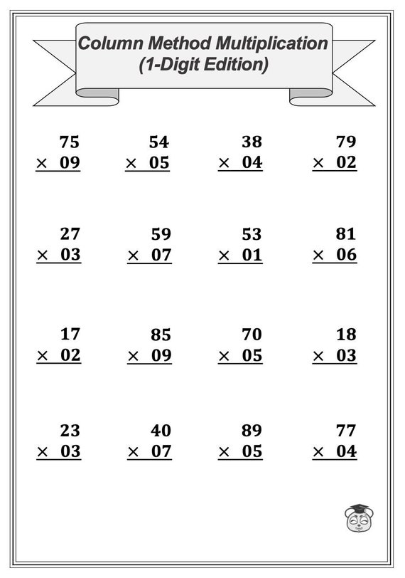 column multiplication worksheets