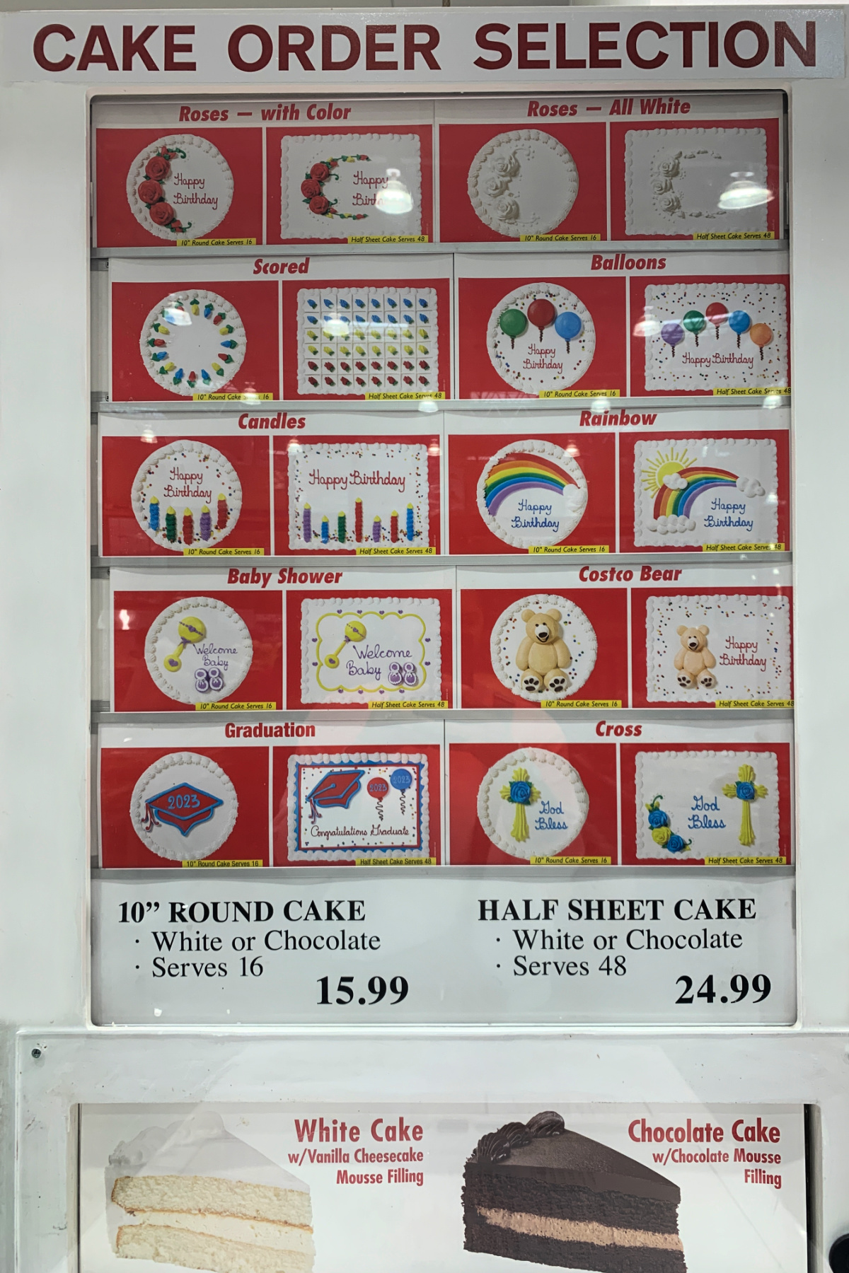 costco cake measurements