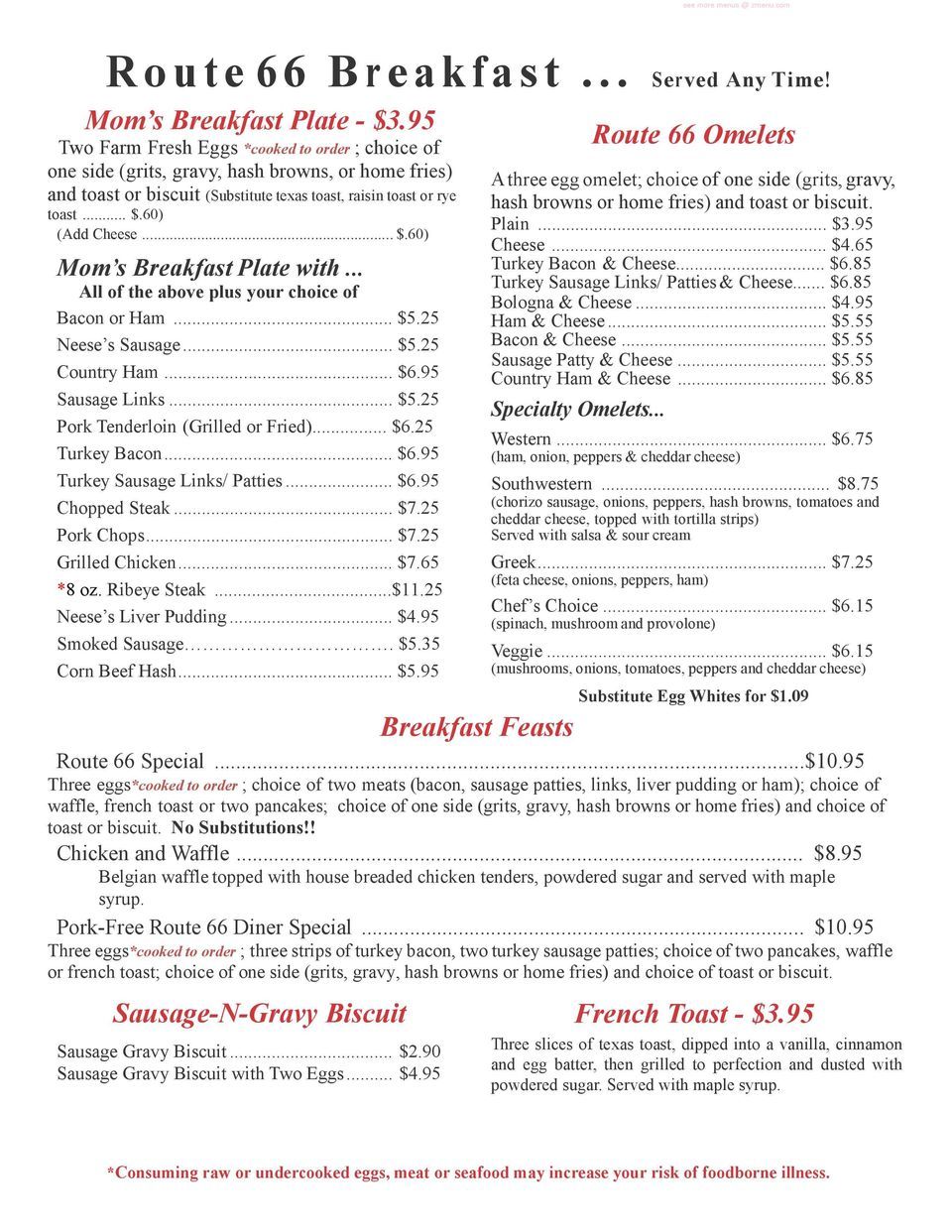 route 66 diner kernersville nc menu