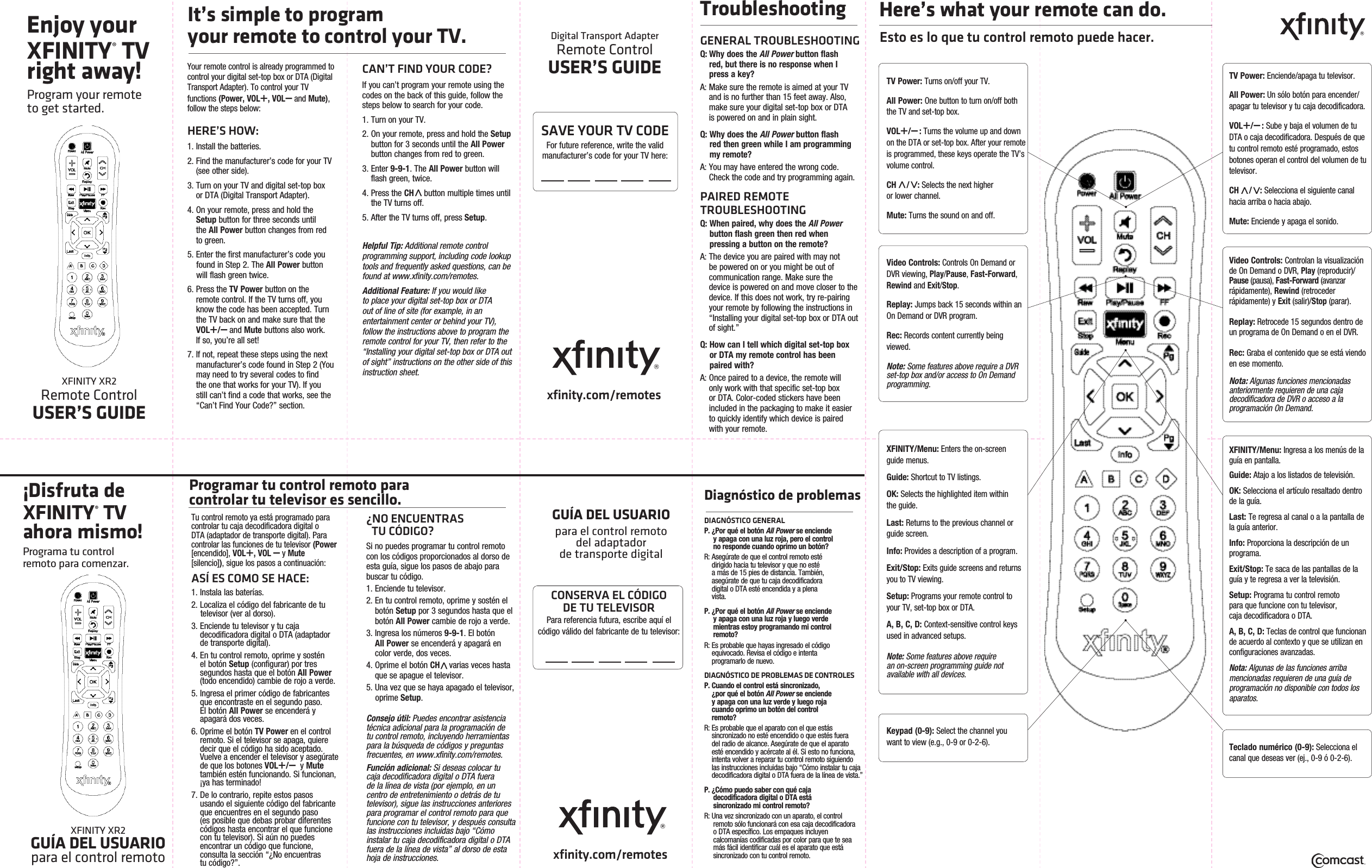 user manual for xfinity remote control