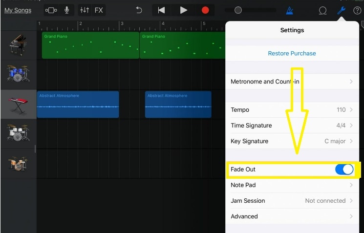 how to fade in garageband