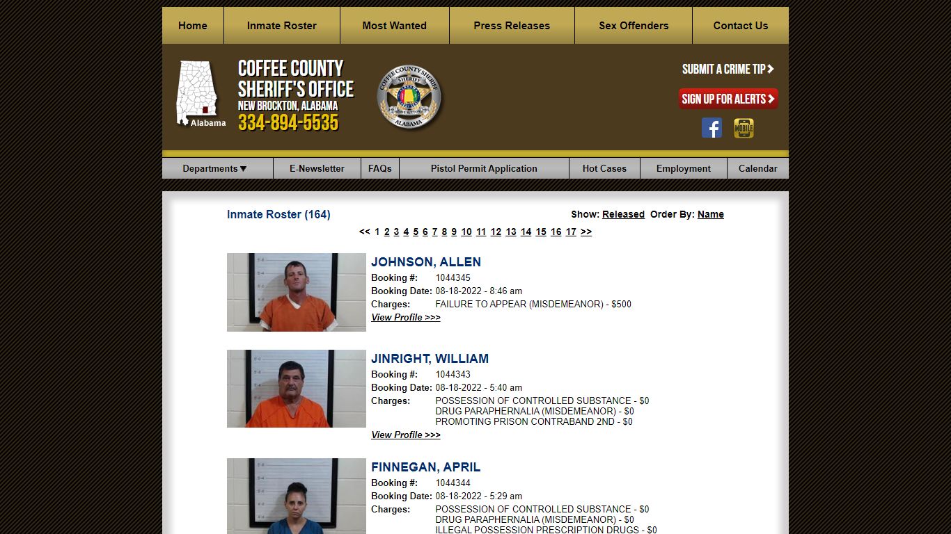 inmate roster coffee county