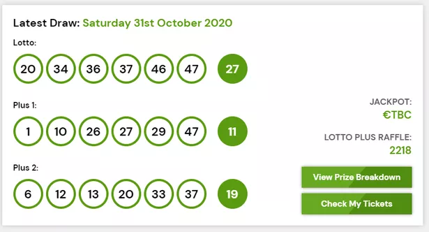 irish lotto plus 1 and 2 latest results