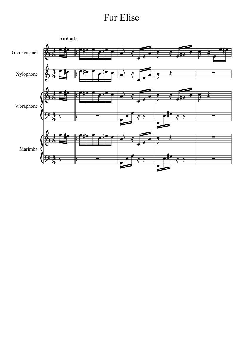 fur elise xylophone notes