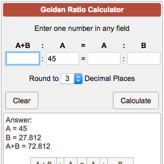 golden section ratio calculator