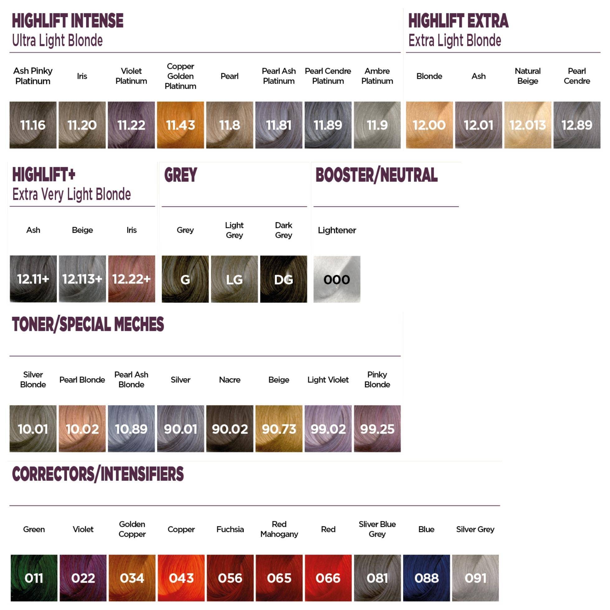 neal and wolf colour chart