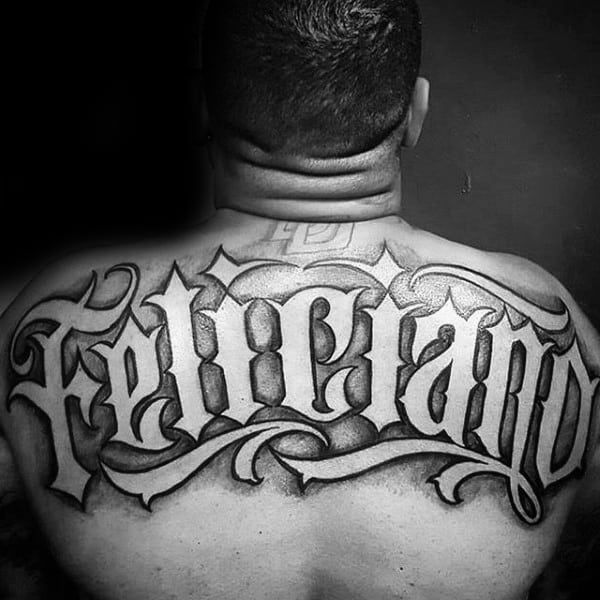 back tattoo lettering designs