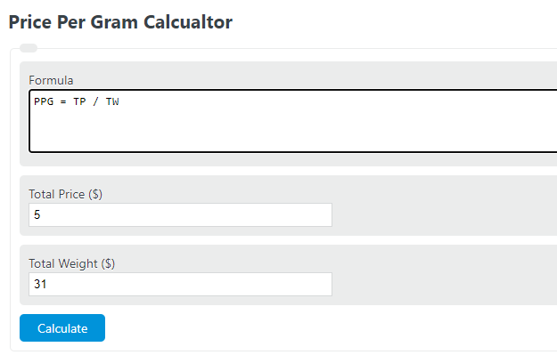 cost of gold per gram calculator