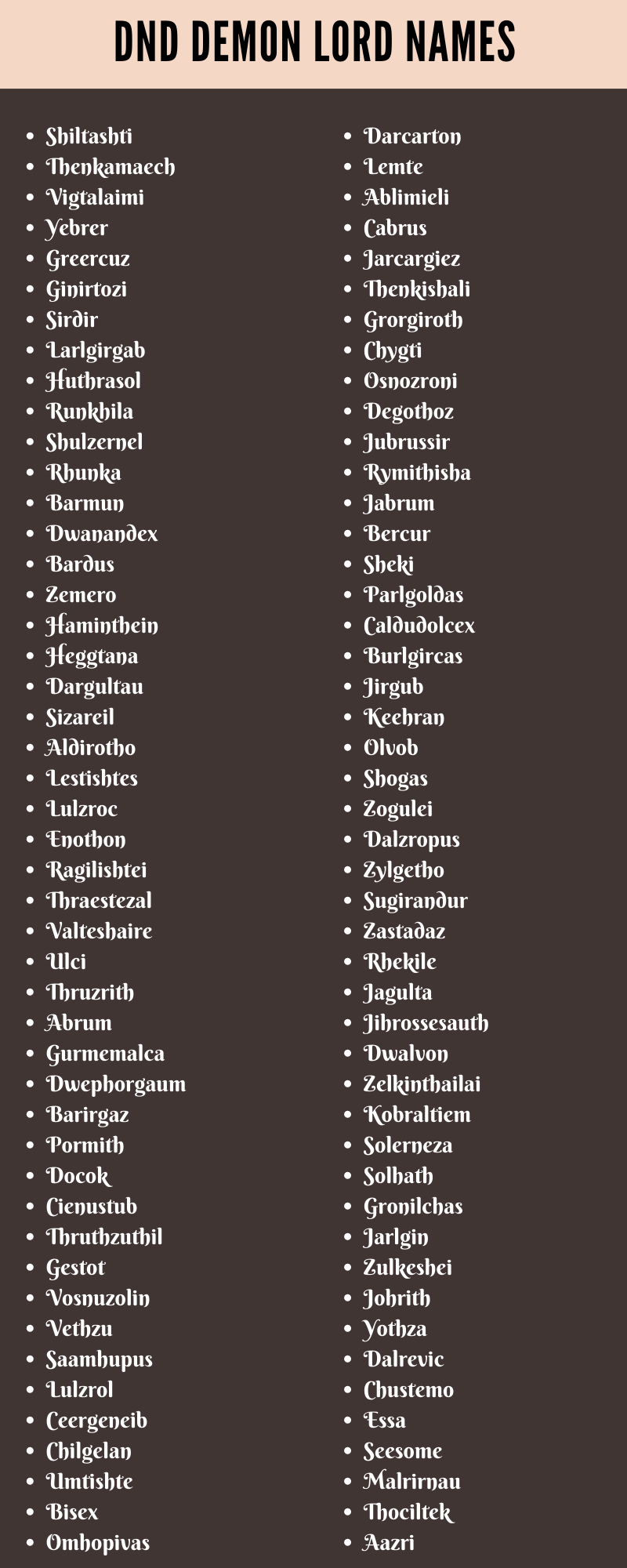 demon lord names